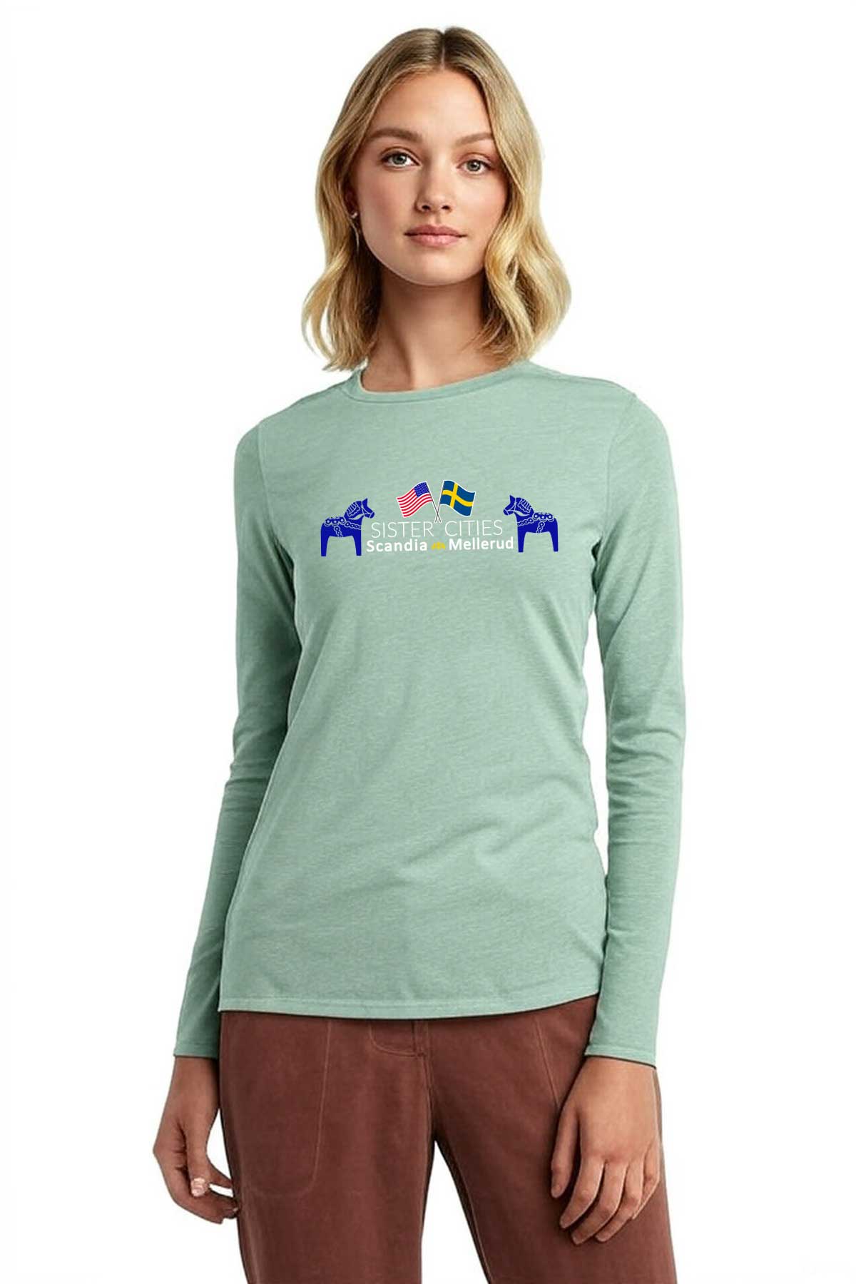 Women's Perfect Blend® CVC Long Sleeve Tee - Scandia Sister Cities